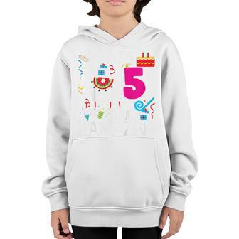 Kids 5Th Birthday I Am 5 Years Old And Llamazing Llama 5 Year Old Youth Hoodie - Thegiftio UK