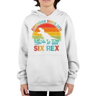 Kids 6 Years Old T Rex Dinosaur Awesome Since 2016 6Th Birthday Youth Hoodie - Thegiftio UK