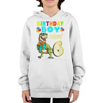 Kids 6Th Birthday Boy Kids 6 Year Old Gifts T Rex Dinosaur Dino Youth Hoodie - Thegiftio UK