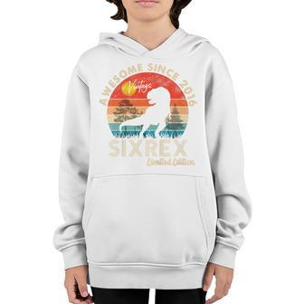 Kids 6Th Birthday Dinosaur 6 Year Old Awesome Since 2016 Gift Boy V2 Youth Hoodie - Thegiftio UK