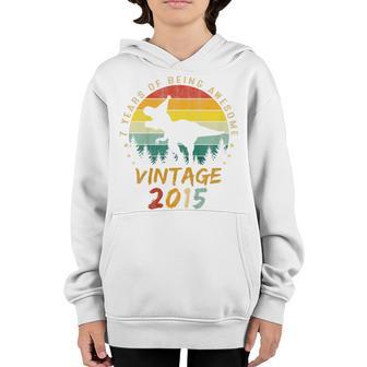 Kids 7 Year Old Dinosaur Awesome Since 2015 7Th Birthday Gift Boy Youth Hoodie - Thegiftio UK