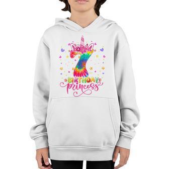 Kids 7 Year Old Gifts 7Th Birthday Girls Unicorn Face Tie Dye Youth Hoodie - Thegiftio UK