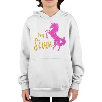 Kids 7 Year Old Gifts Im Seven 7Th Birthday Girl Unicorn Youth Hoodie - Thegiftio UK