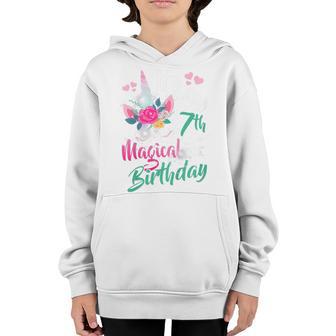 Kids 7 Year Old Unicorn Its My Magical 7Th Birthday Girl Ns Youth Hoodie - Thegiftio UK