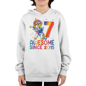 Kids 7Th Birthday 7 Year Old Gifts Girls Ns Dabbing Unicorn Youth Hoodie - Thegiftio UK