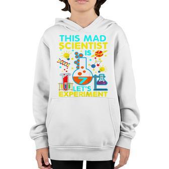 Kids 7Th Birthday Gifts This Mad Scientist Is 7 Lets Experiment Youth Hoodie - Thegiftio UK