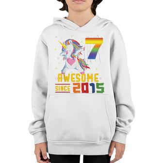 Kids 7Th Birthday Unicorn Dabbing 7 Years Old Gifts Girls Party Youth Hoodie - Thegiftio UK