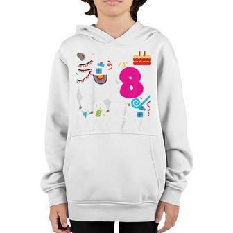 Kids 8 Year Old I Am 8 Years Old And Llamazing Llama 8Th Birthday Youth Hoodie - Thegiftio UK