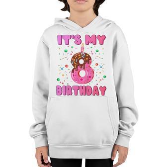 Kids 8 Years Old Girl Funny Donut Its My 8Th Birthday Youth Hoodie - Thegiftio UK
