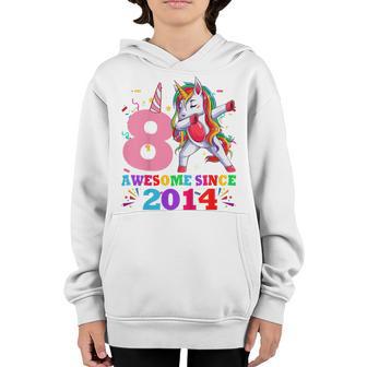 Kids 8 Years Old Unicorn Dabbing 8Th Birthday Girl Unicorn Party Youth Hoodie - Thegiftio UK