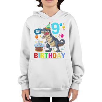 Kids 9 Year Old 9Th Birthday Boy Dino T Rex Dinosaur Gifts Youth Hoodie - Thegiftio UK