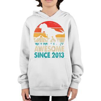 Kids 9 Year Old Boy Dinosaur T Rex Awesome Since 2013 Birthday Youth Hoodie - Thegiftio UK