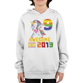 Kids 9Th Birthday Unicorn Dabbing 9 Years Old Gifts Girls Party Youth Hoodie - Thegiftio UK