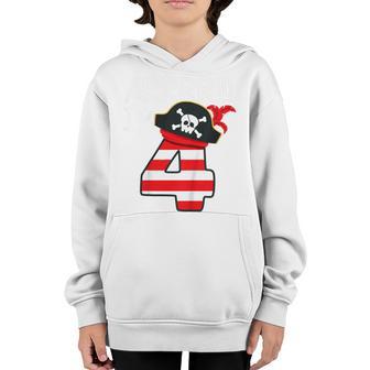 Kids Arrr Im 4 Cool Pirate Theme 4Th Birthday Party Boys Girls Youth Hoodie - Thegiftio UK