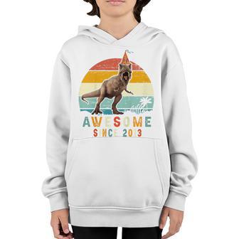 Kids Awesome Since 2013 9Th Birthday Gifts 9 Years Old Dinosaur Youth Hoodie - Thegiftio UK