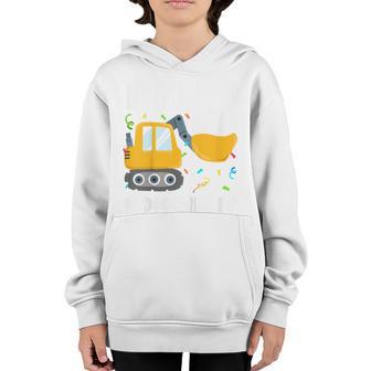Kids Construction Truck 3Rd Birthday Boy 3 Three Excavator Digger Youth Hoodie - Thegiftio UK