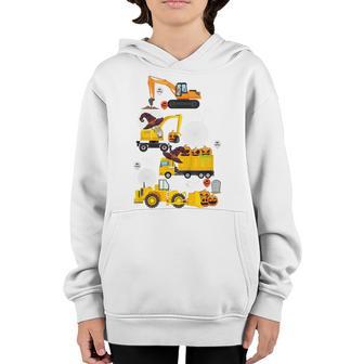 Kids Construction Vehicle Halloween Crane Truck Pumpkin Boys Kids V2 Youth Hoodie - Thegiftio UK