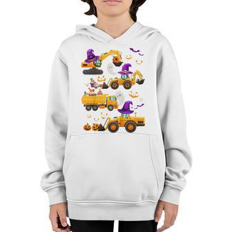 Kids Construction Vehicle Halloween Crane Truck Pumpkin Kids Boys Youth Hoodie - Thegiftio UK