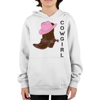 Kids Cowgirl Western Boots Hat Spurs Girls Youth Child Youth Hoodie - Thegiftio UK