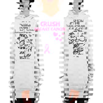 Kids Crush Breast Cancer Trex Dino Awareness Toddler Boys Kids Youth Hoodie - Thegiftio