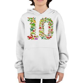 Kids Dinosaur 10 Year Old Gifts 10Th Birthday Boy Girl Party Youth Hoodie - Thegiftio UK