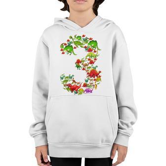 Kids Dinosaur 3 Year Old Gifts 3Rd Birthday Boy Girl Party Funny Youth Hoodie - Thegiftio UK