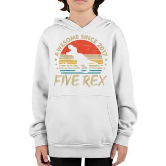 Kids Dinosaur T Rex 5Th Birthday Gifts Dino 5 Year Old Boys Kids Youth Hoodie - Thegiftio UK