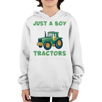 Kids Farm Lifestyle Just A Boy Who Loves Tractors Youth Hoodie - Thegiftio UK
