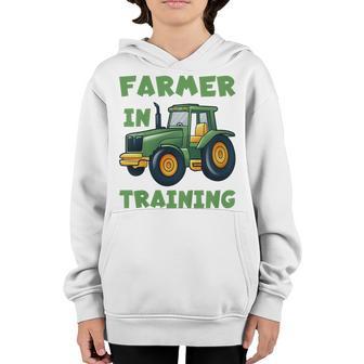 Kids Funny Tractor Boy Farmer In Training Tractor Graphic Youth Hoodie - Thegiftio UK