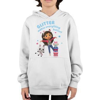 Kids Gabbys Dollhouse Glitter Makes Everything Better Youth Youth Hoodie - Thegiftio UK