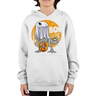 Kids Ghost Dinosaur Skeleton Funny Boo Halloween Boys Kid Pumpkin Youth Hoodie - Thegiftio UK