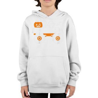 Kids Ghost Pumpkin Riding Monster Truck Lazy Halloween Costume Youth Hoodie - Thegiftio UK