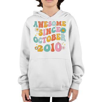 Kids Groovy 12Th Birthday Awesome Since October 2010 12 Yrs Old Youth Hoodie - Thegiftio UK