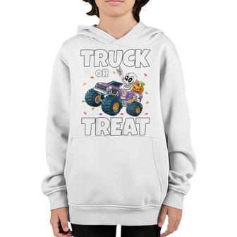 Kids Halloween Boys Toddler Skeleton Monster Truck Or Treat Youth Hoodie - Thegiftio UK
