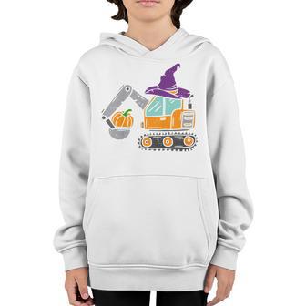 Kids Halloween Construction Excavator Truck Pumpkin Boys Kids Youth Hoodie - Thegiftio UK