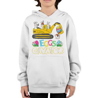 Kids Happy Easter Construction Crane Truck Bunny Eggscavator Boys Youth Hoodie - Thegiftio UK
