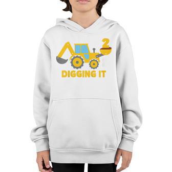 Kids Im 2 And Digging It Construction Truck 2Nd Birthday Boy Youth Hoodie - Thegiftio UK