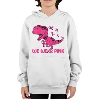 Kids In October We Wear Pink Breast Cancer Wareness Dinosaur Boys Youth Hoodie - Thegiftio UK