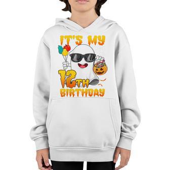 Kids Its My 12Th Birthday Ghost Pumpkin Halloween Party 12 Years Youth Hoodie - Thegiftio UK