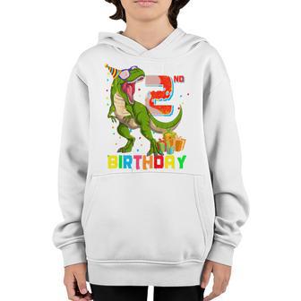 Kids Its My 2Nd Birthday Boy Gift 2 Year Old T Rex Dinosaur Dino Youth Hoodie - Thegiftio UK