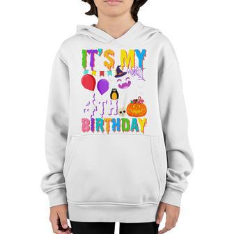Kids Its My 4Th Birthday Gift Ghost Pumpkin Halloween Costume Youth Hoodie - Thegiftio UK