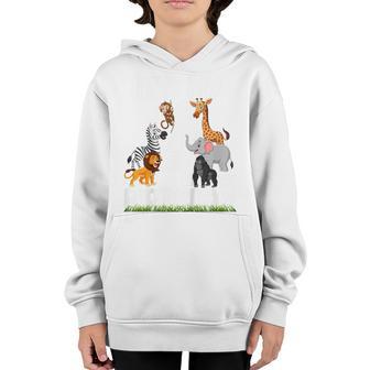 Kids Its My 4Th Birthday Zoo Jungle Safari 4 Years Old Animals Youth Hoodie - Thegiftio UK