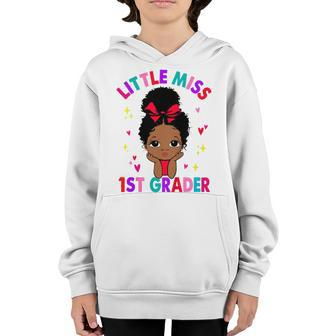 Kids Little Miss 1St Grader Black Girl Back To School 1St Grade Youth Hoodie - Seseable