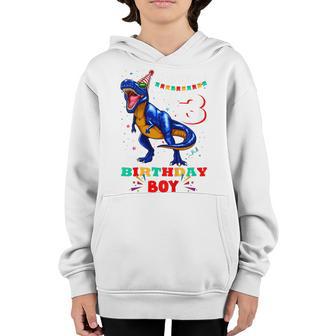 Kids Rawr Im 3 3Rd Birthday Dinosaur Boys Dino T Rex 3 Years Old Youth Hoodie - Thegiftio UK