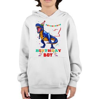 Kids Rawr Im 7 7Th Birthday Dinosaur Boys Dino T Rex 7 Years Old Youth Hoodie - Thegiftio UK