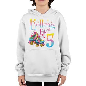 Kids Rolling Into 5 Years Lets Roll Im Turning 5 Roller Skate Youth Hoodie - Thegiftio UK