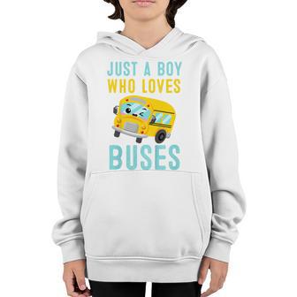 Kids School Bus Toddler Just A Boy Who Loves School Buses Youth Hoodie - Thegiftio UK