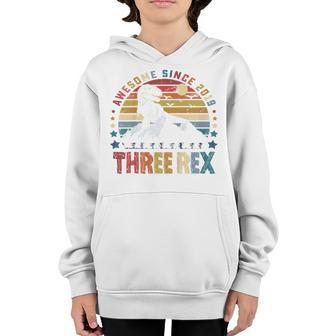 Kids Three Rex 3Rd Birthday Gifts Third Dinosaur 3 Year Old Boy V3 Youth Hoodie - Thegiftio UK