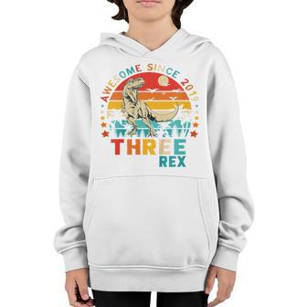 Kids Three Rex 3Rd Birthday Gifts Third Dinosaur 3 Year Old Boy V4 Youth Hoodie - Thegiftio UK