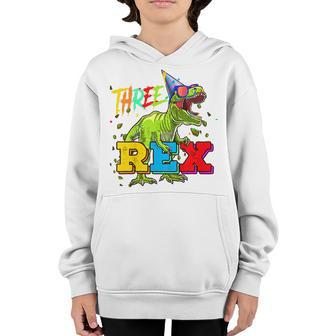 Kids Three Rex 3Rd Birthday Gifts Third Dinosaur 3 Year Old Boy V5 Youth Hoodie - Thegiftio UK